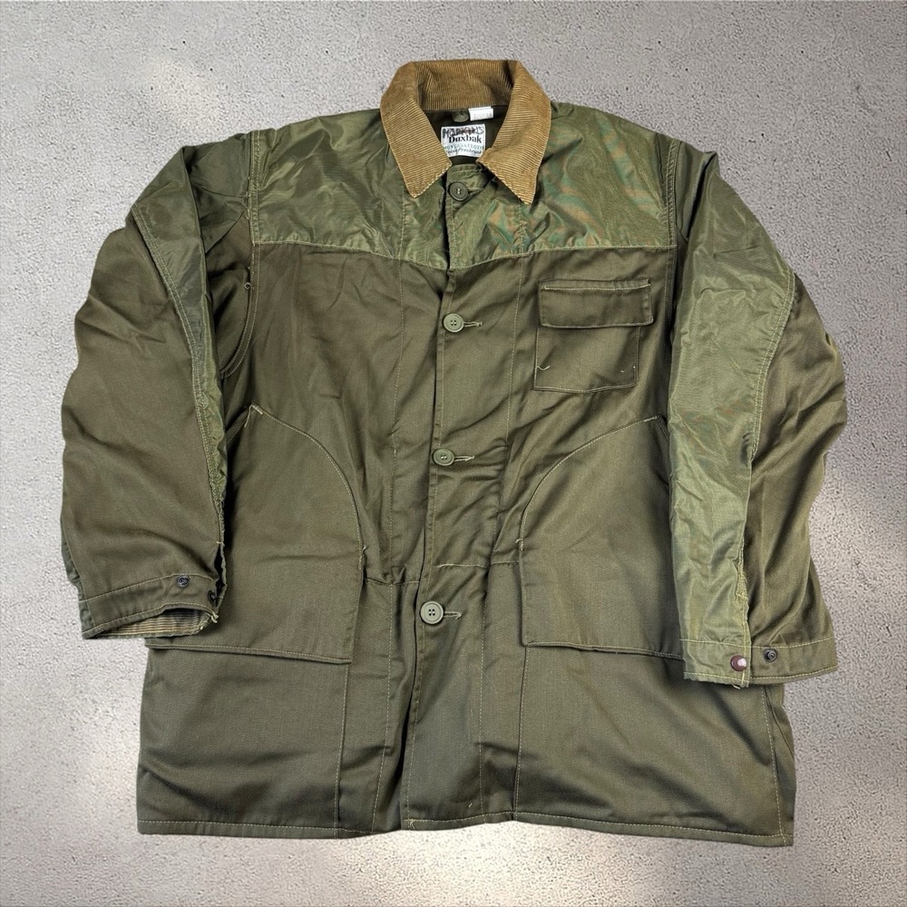 Vintage 60s Duxbak Montana Cloth Zelan Gab Hunting Jacket Size 40 Olive Green